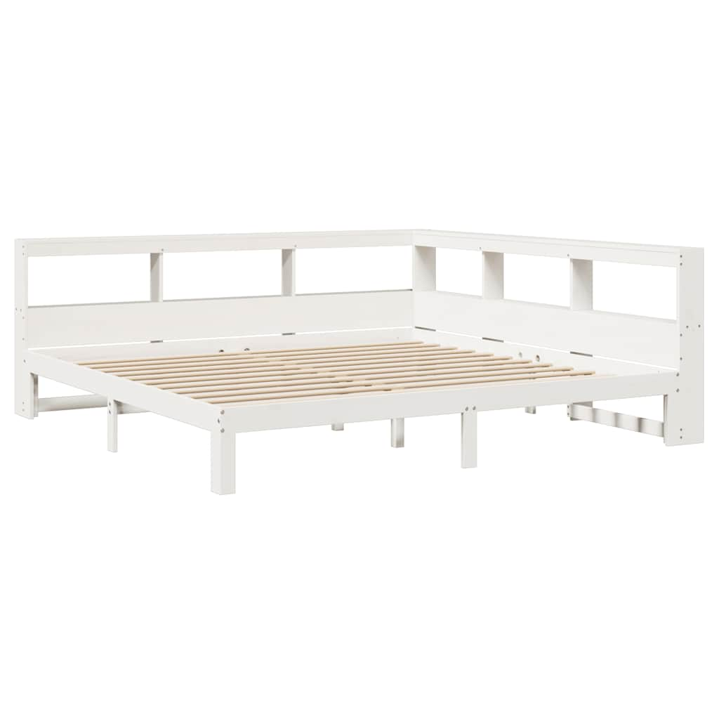 Cama com estante sem colchão 180x200 cm pinho maciço branco