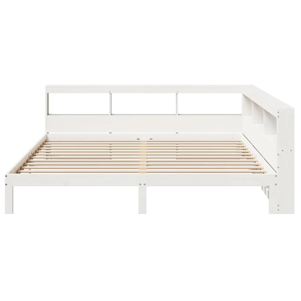 Cama com estante sem colchão 180x200 cm pinho maciço branco