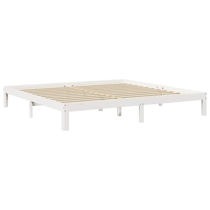 Cama com estante sem colchão 180x200 cm pinho maciço branco