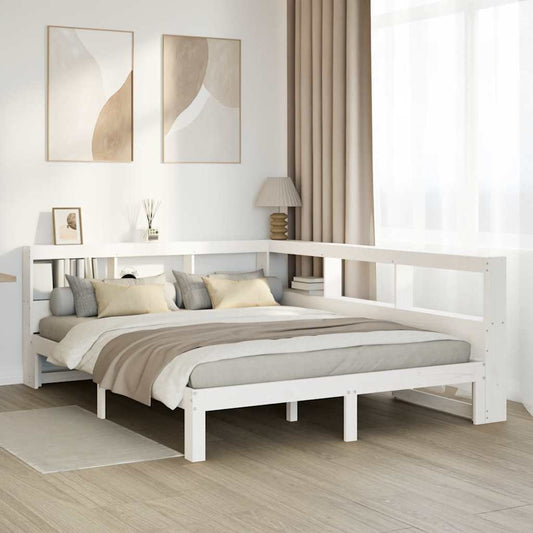 Cama com estante sem colchão 160x200 cm pinho maciço branco