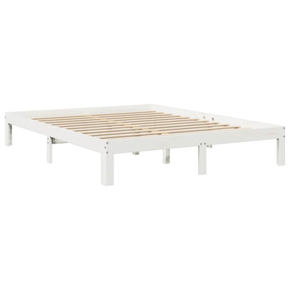 Cama com estante sem colchão 150x200 cm pinho maciço branco