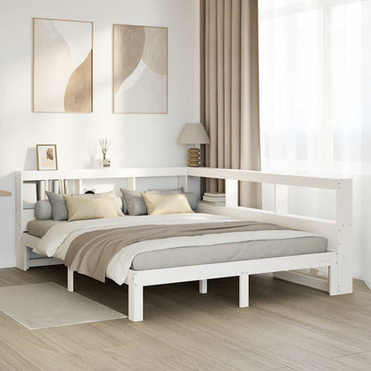 Cama com estante sem colchão 150x200 cm pinho maciço branco