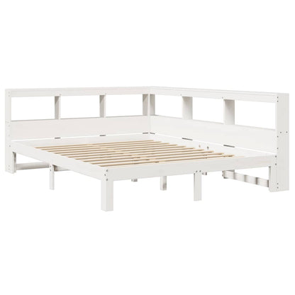 Cama com estante sem colchão 140x200 cm pinho maciço branco