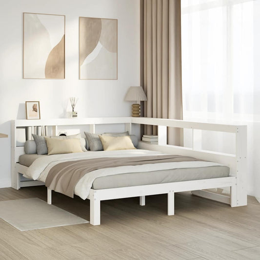 Cama com estante sem colchão 140x200 cm pinho maciço branco