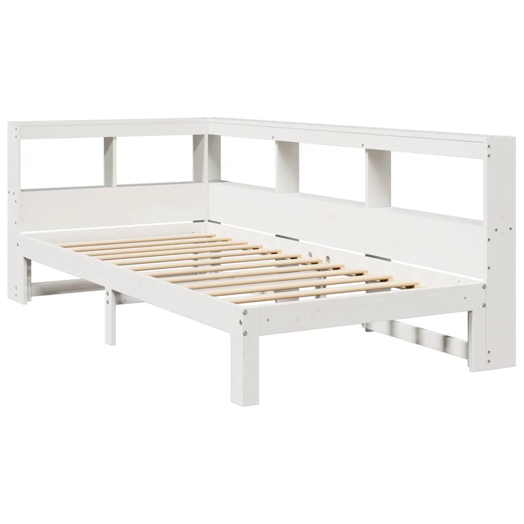 Cama com estante sem colchão 90x200 cm pinho maciço branco