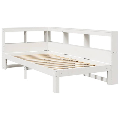 Cama com estante sem colchão 90x200 cm pinho maciço branco