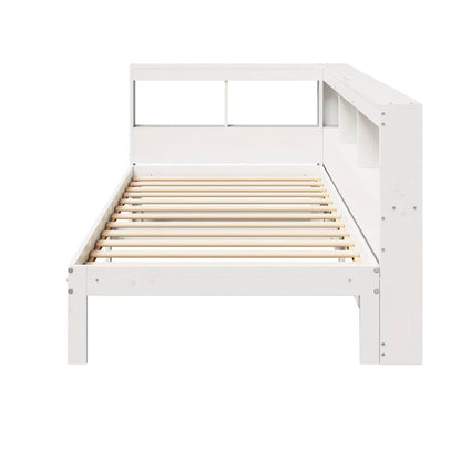 Cama com estante sem colchão 90x200 cm pinho maciço branco