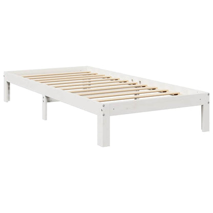 Cama com estante sem colchão 90x200 cm pinho maciço branco