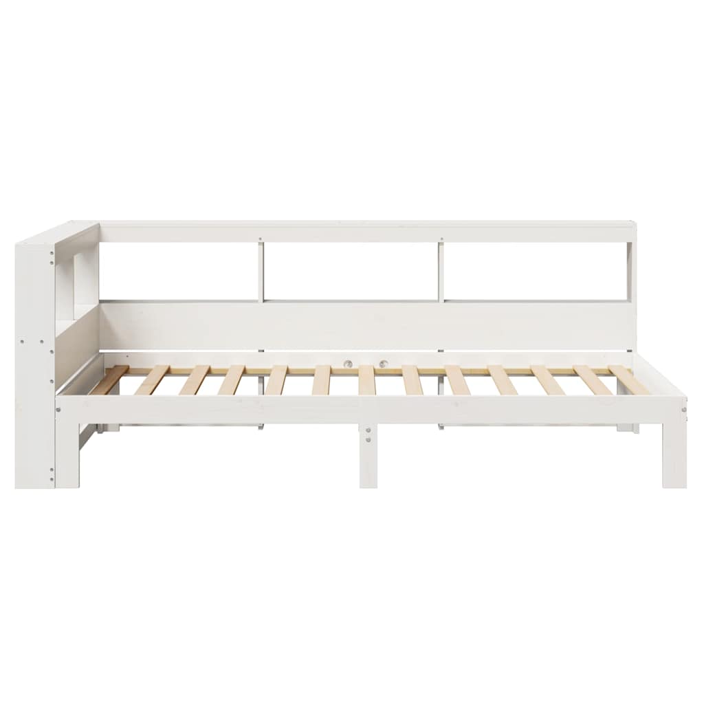 Cama com estante sem colchão 90x200 cm pinho maciço branco