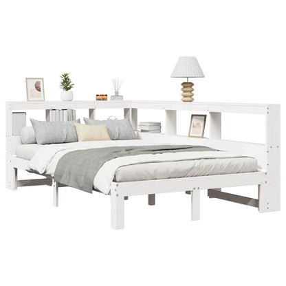 Cama com estante sem colchão 135x190 cm pinho maciço branco