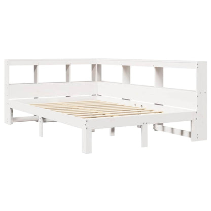 Cama com estante sem colchão 135x190 cm pinho maciço branco