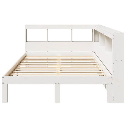 Cama com estante sem colchão 135x190 cm pinho maciço branco