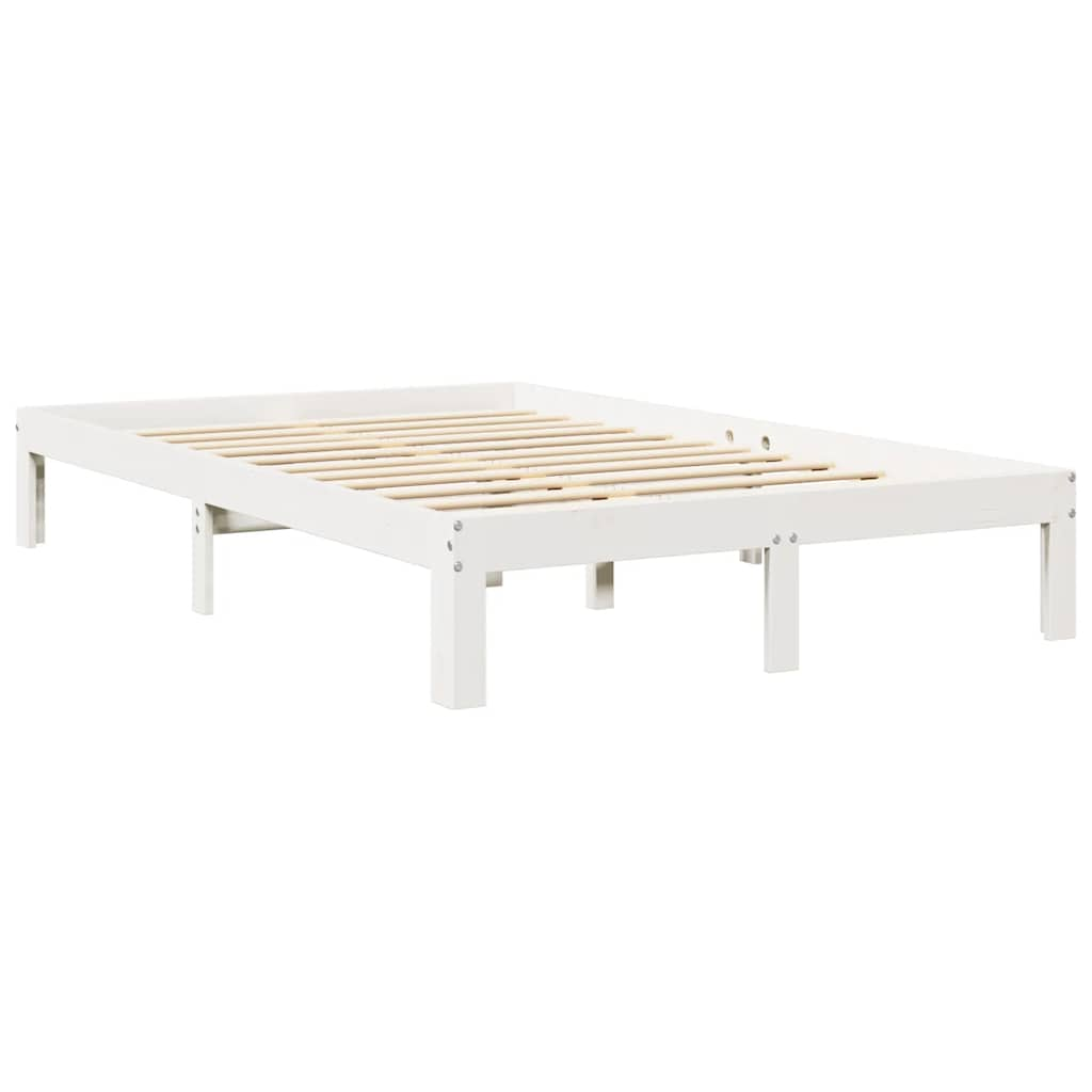 Cama com estante sem colchão 135x190 cm pinho maciço branco