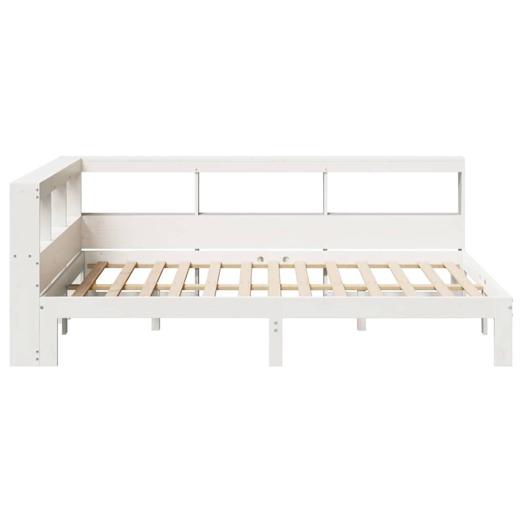 Cama com estante sem colchão 135x190 cm pinho maciço branco