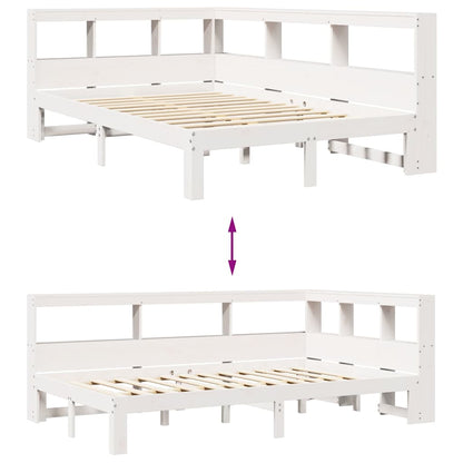 Cama com estante sem colchão 135x190 cm pinho maciço branco