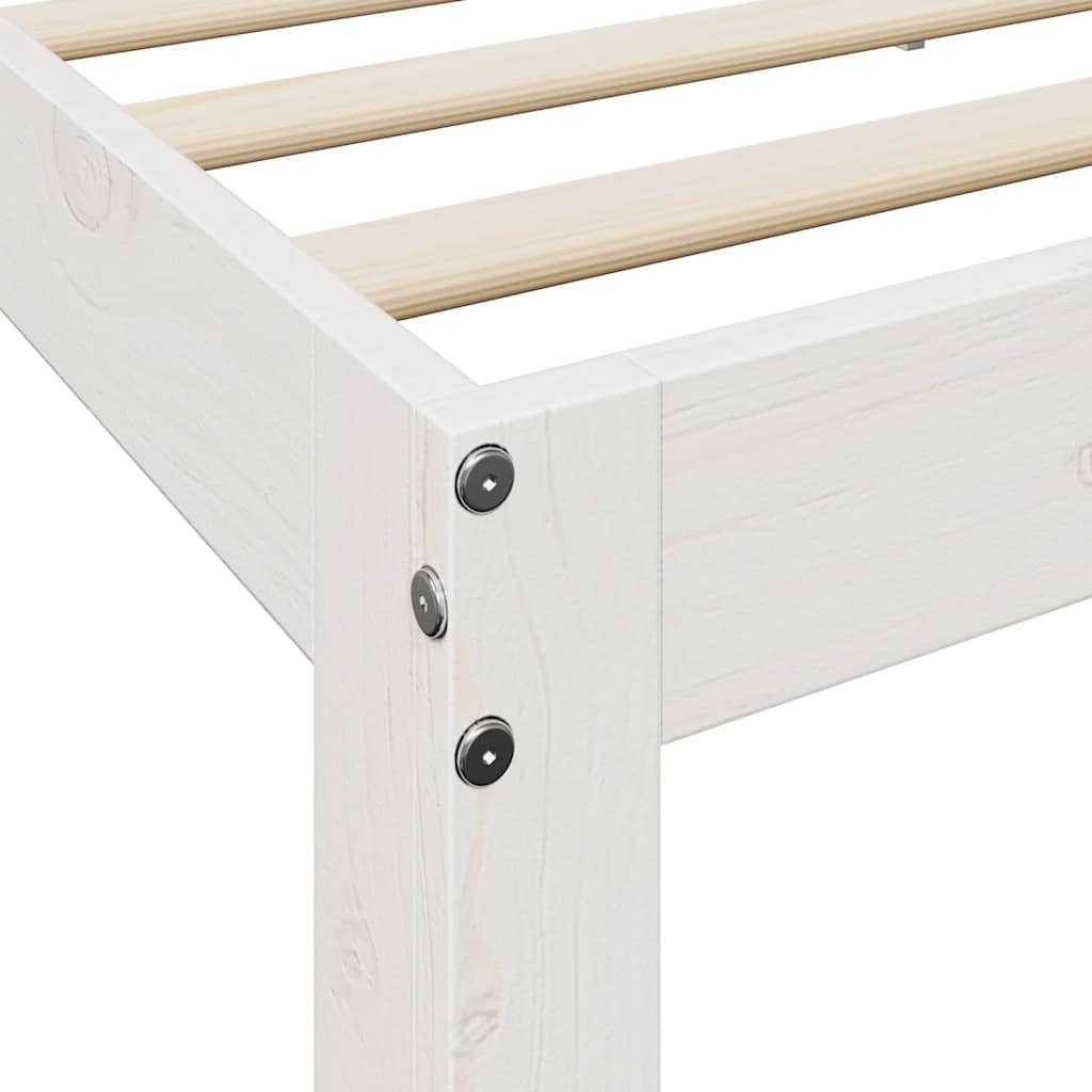 Cama com estante sem colchão 135x190 cm pinho maciço branco