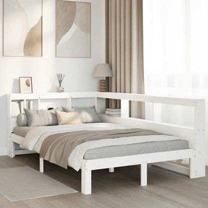 Cama com estante sem colchão 135x190 cm pinho maciço branco