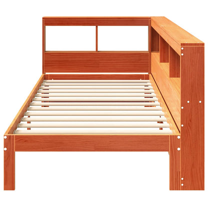 Cama com estante sem colchão 90x190cm pinho maciço castanho-mel