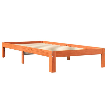 Cama com estante sem colchão 90x190cm pinho maciço castanho-mel