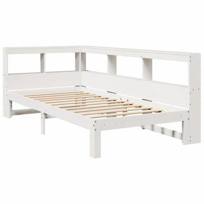 Cama com estante sem colchão 75x190 cm pinho maciço branco