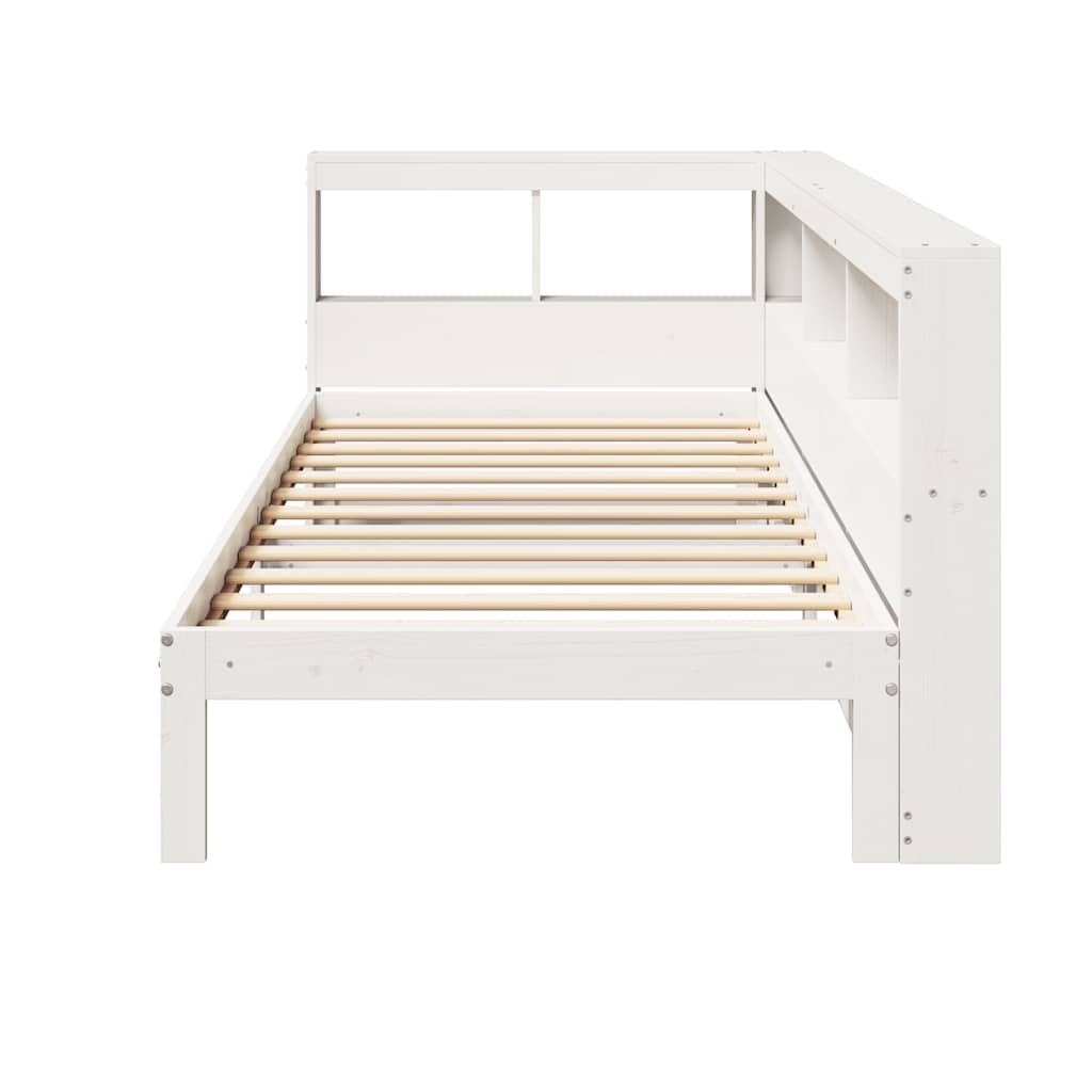 Cama com estante sem colchão 75x190 cm pinho maciço branco