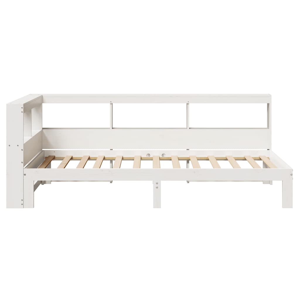 Cama com estante sem colchão 75x190 cm pinho maciço branco