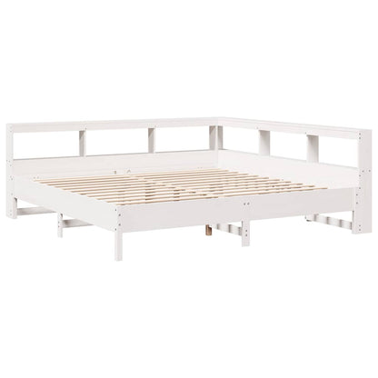 Cama com estante sem colchão 200x200 cm pinho maciço branco