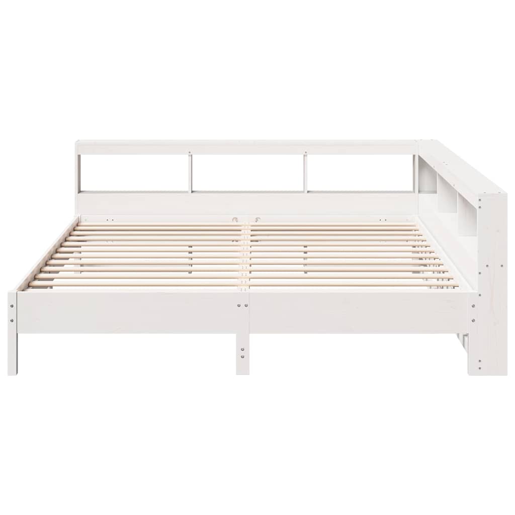 Cama com estante sem colchão 200x200 cm pinho maciço branco