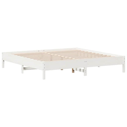 Cama com estante sem colchão 200x200 cm pinho maciço branco