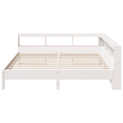 Cama com estante sem colchão 180x200 cm pinho maciço branco