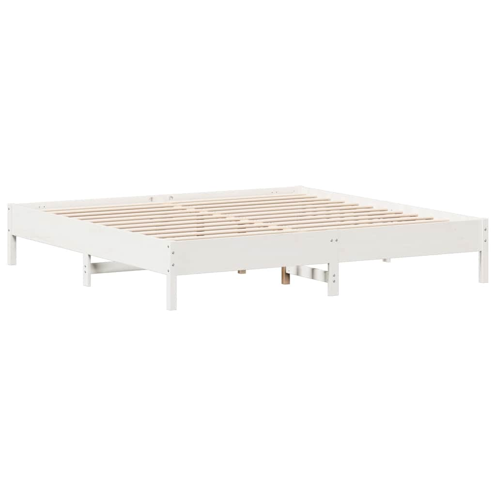 Cama com estante sem colchão 180x200 cm pinho maciço branco