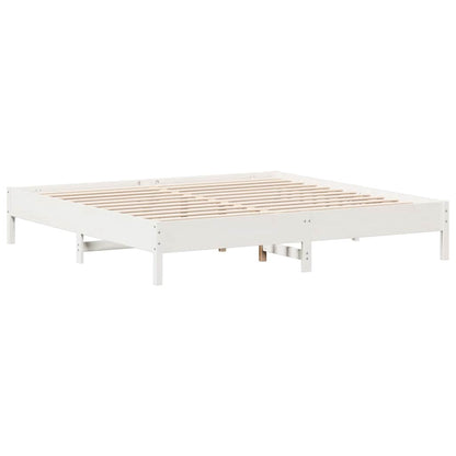 Cama com estante sem colchão 180x200 cm pinho maciço branco