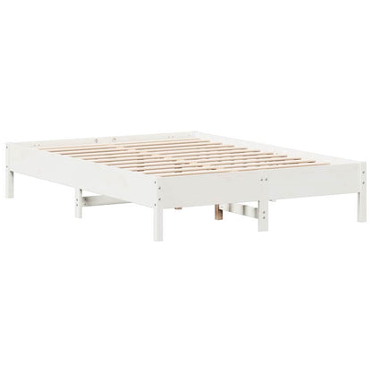 Cama com estante sem colchão 160x200 cm pinho maciço branco