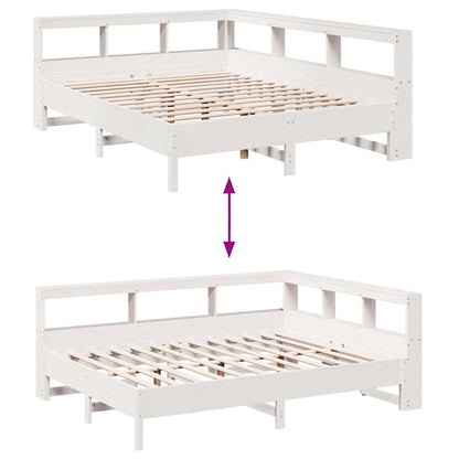 Cama com estante sem colchão 160x200 cm pinho maciço branco