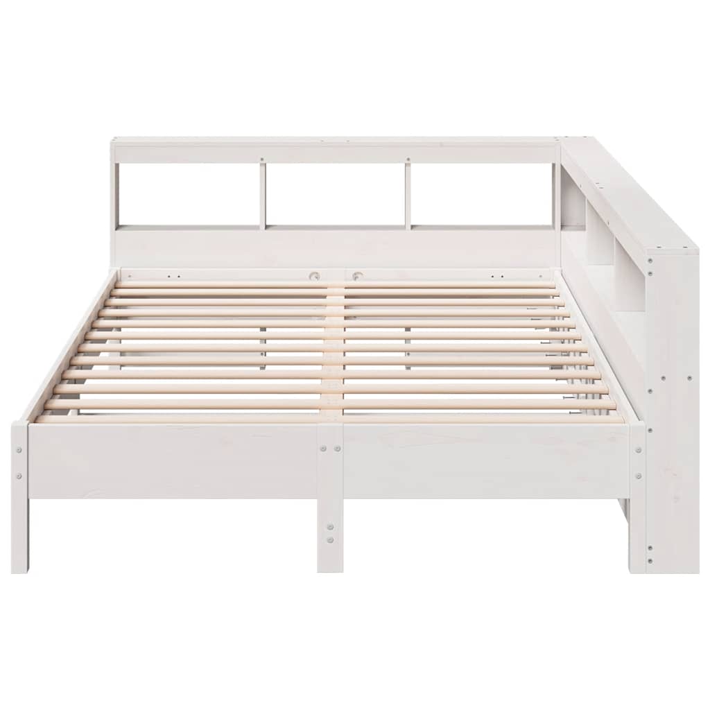 Cama com estante sem colchão 150x200 cm pinho maciço branco