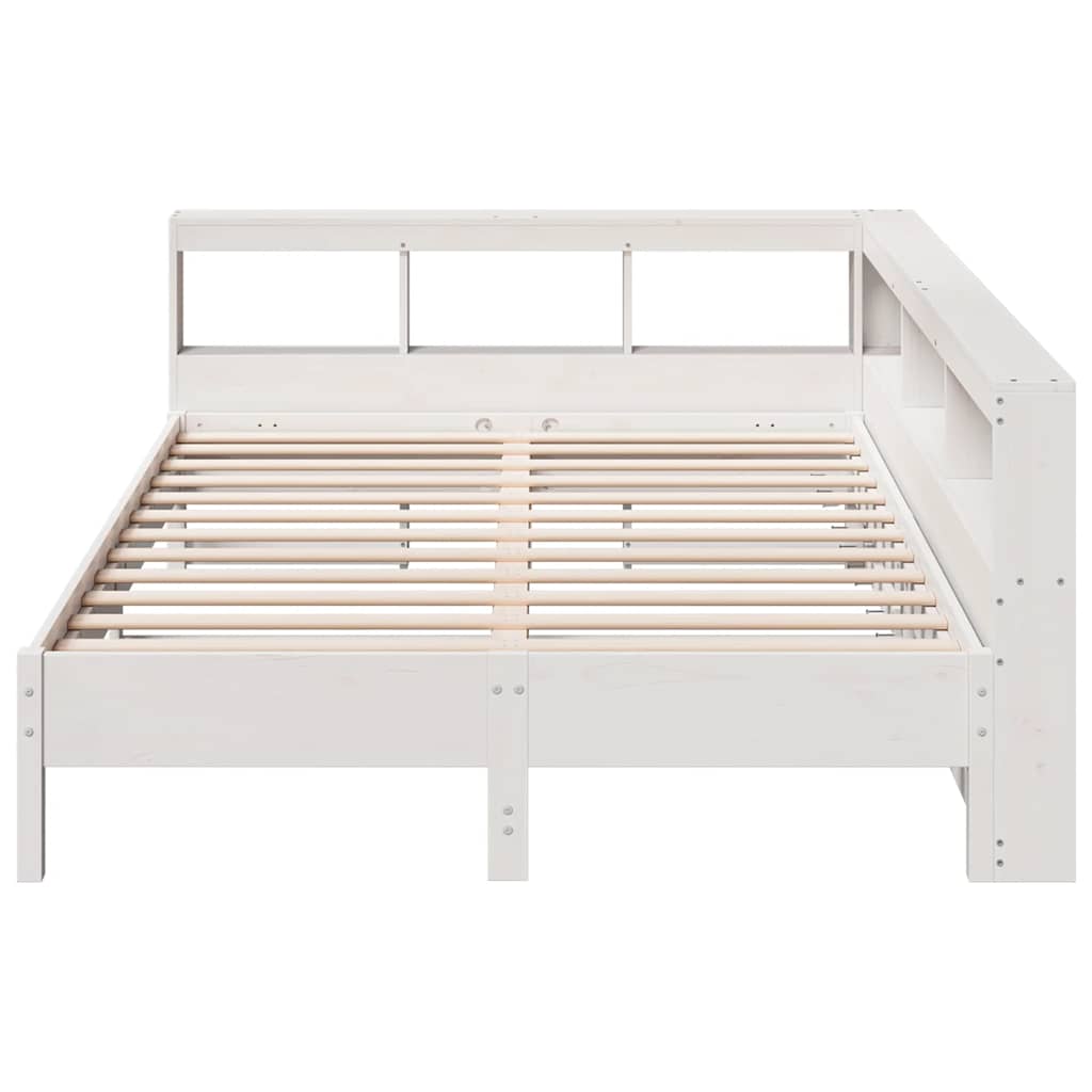 Cama com estante sem colchão 140x200 cm pinho maciço branco