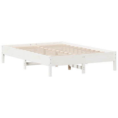 Cama com estante sem colchão 140x200 cm pinho maciço branco