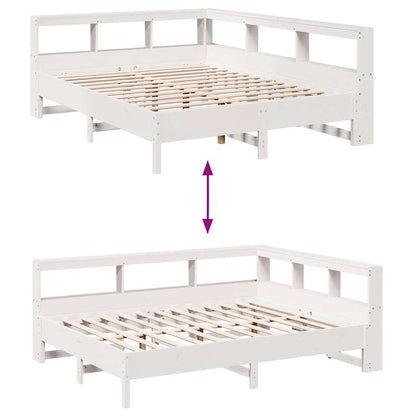 Cama com estante sem colchão 140x200 cm pinho maciço branco