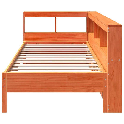 Cama c/ estante sem colchão 100x200cm pinho maciço castanho-mel