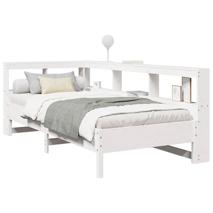 Cama com estante sem colchão 90x200 cm pinho maciço branco