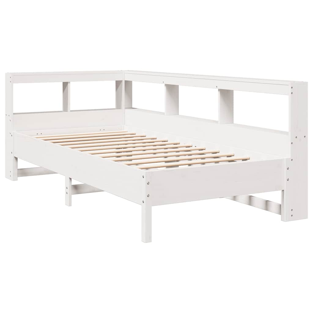 Cama com estante sem colchão 90x200 cm pinho maciço branco