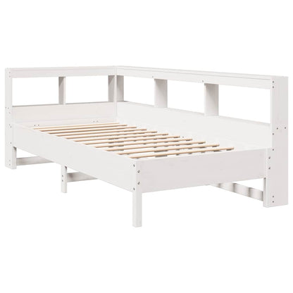 Cama com estante sem colchão 90x200 cm pinho maciço branco