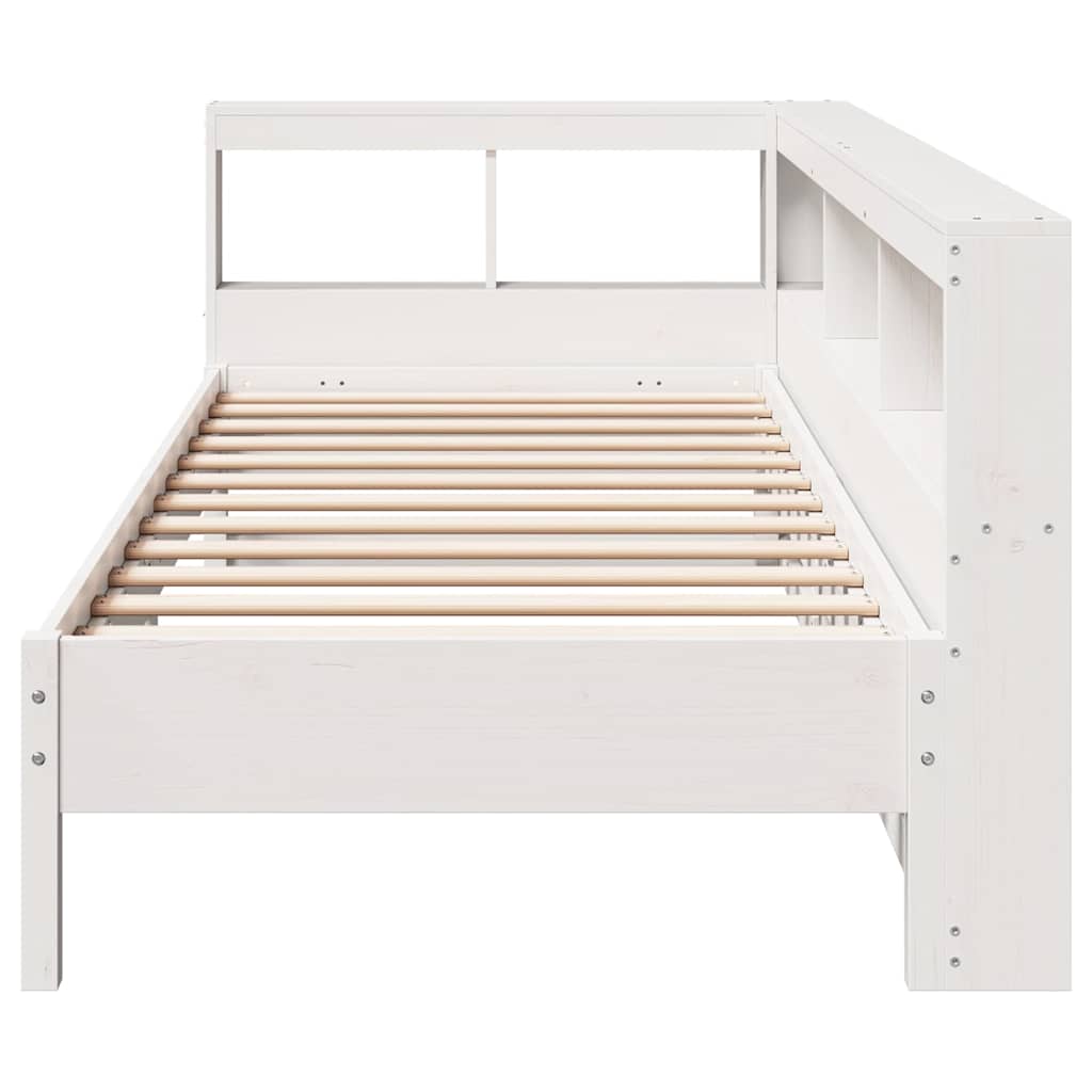 Cama com estante sem colchão 90x200 cm pinho maciço branco