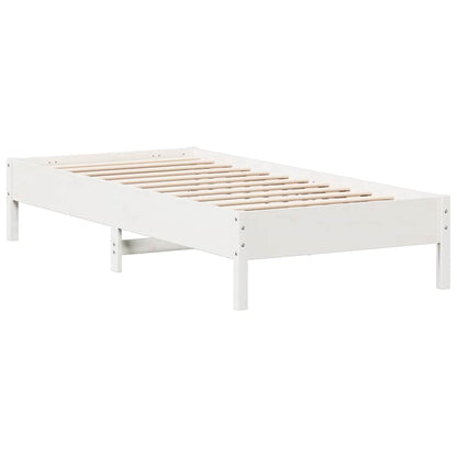 Cama com estante sem colchão 90x200 cm pinho maciço branco