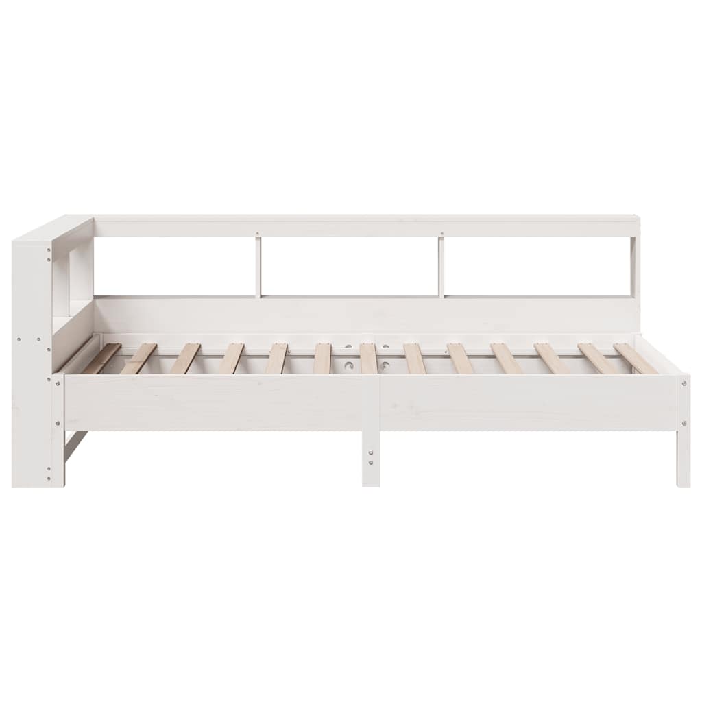 Cama com estante sem colchão 90x200 cm pinho maciço branco