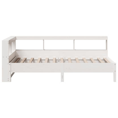 Cama com estante sem colchão 90x200 cm pinho maciço branco