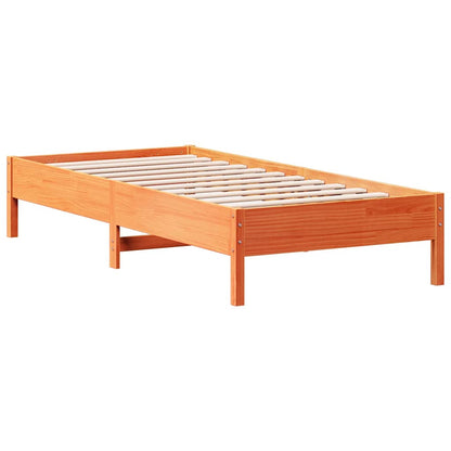 Cama com estante sem colchão 90x200cm pinho maciço castanho-mel