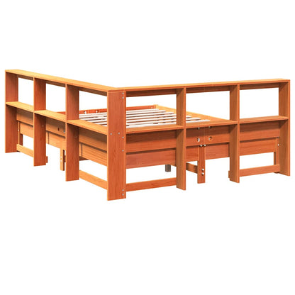 Cama com estante sem colchão 140x190 cm pinho maciço