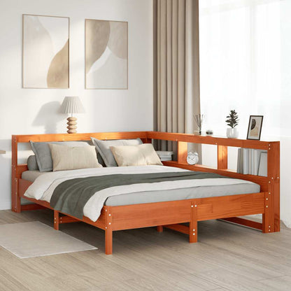 Cama com estante sem colchão 140x190 cm pinho maciço