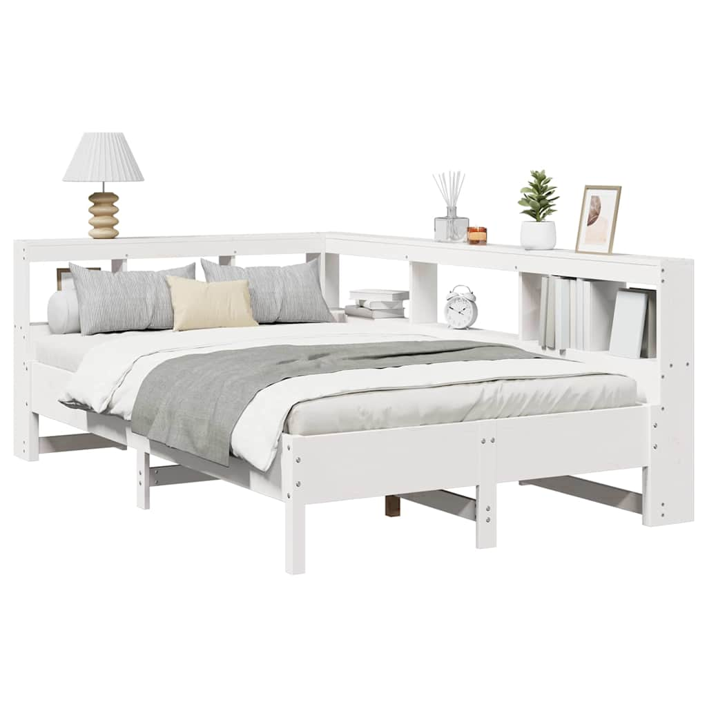 Cama com estante sem colchão 120x190 cm pinho maciço branco